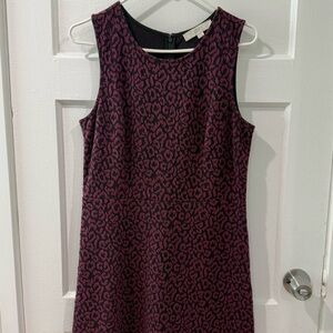 LOFT Purple and Black Patterned Mini Dress